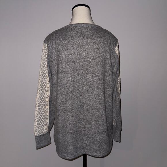 Flora Nikrooz Grey Sweatshirt with Lace Sleeves Women’s size Medium - Picture 2 of 6